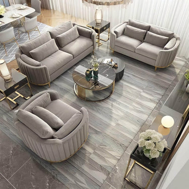 Luxury Cream Velvet Brooklyn Sofa Suite Set with Tufting and Gold Legs - UK Luxury Furniture